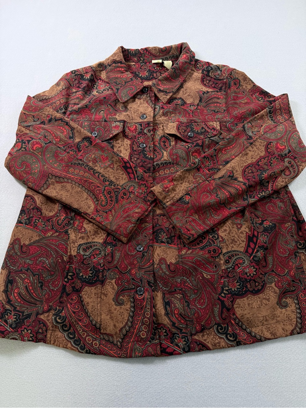 Islander Paisley Button Down Shacket Shirt Plus Size 2X